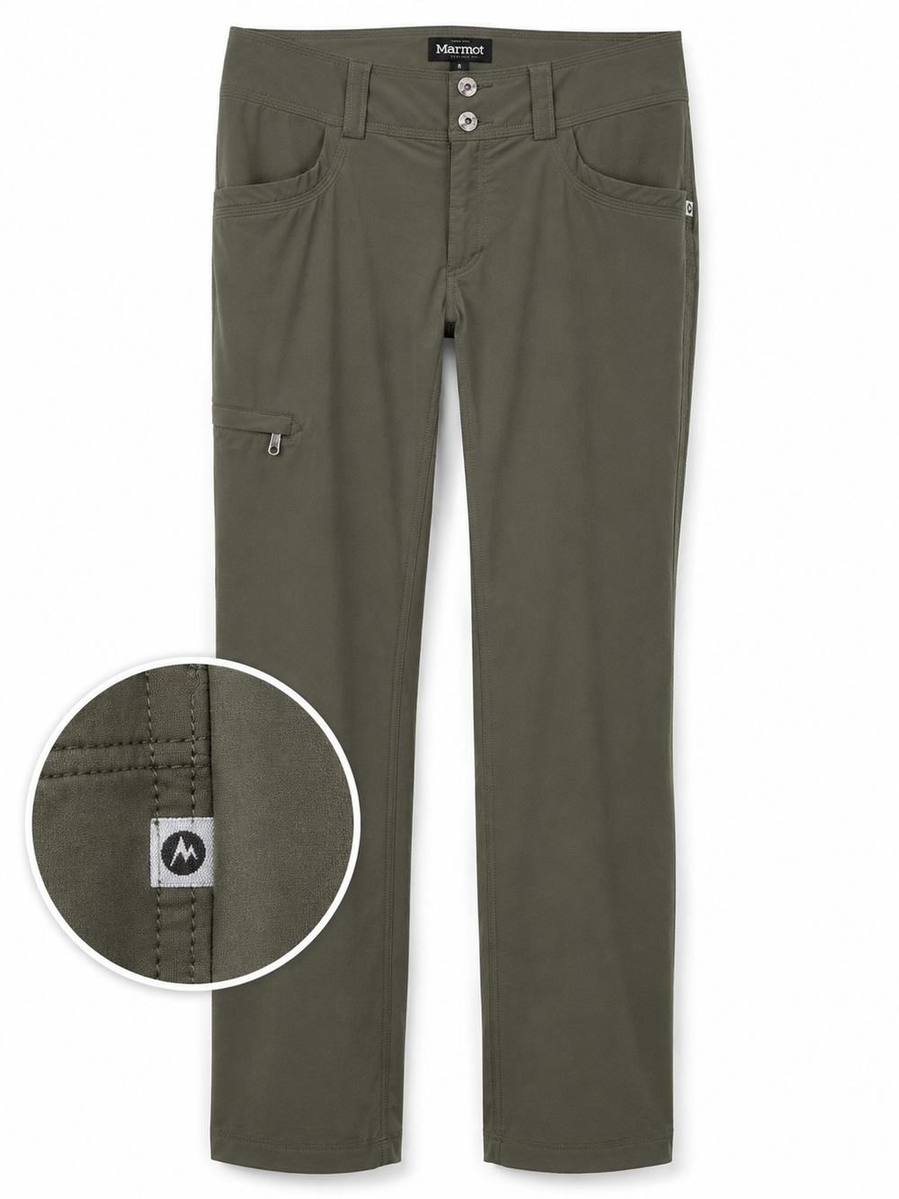 Marmot Women's Hiking Pants Size 8 Olive Green Nylon Stretch Outdoor Trail